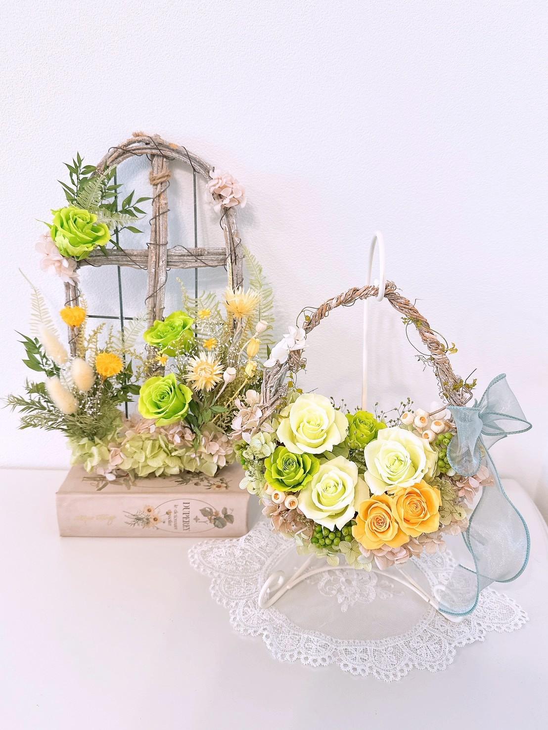 フレッシュグリーンのエッグバスケット リース イエロー 緑 黄色 母の日2026  結婚 記念日 新築 出産 長寿 祝い | 12枚目